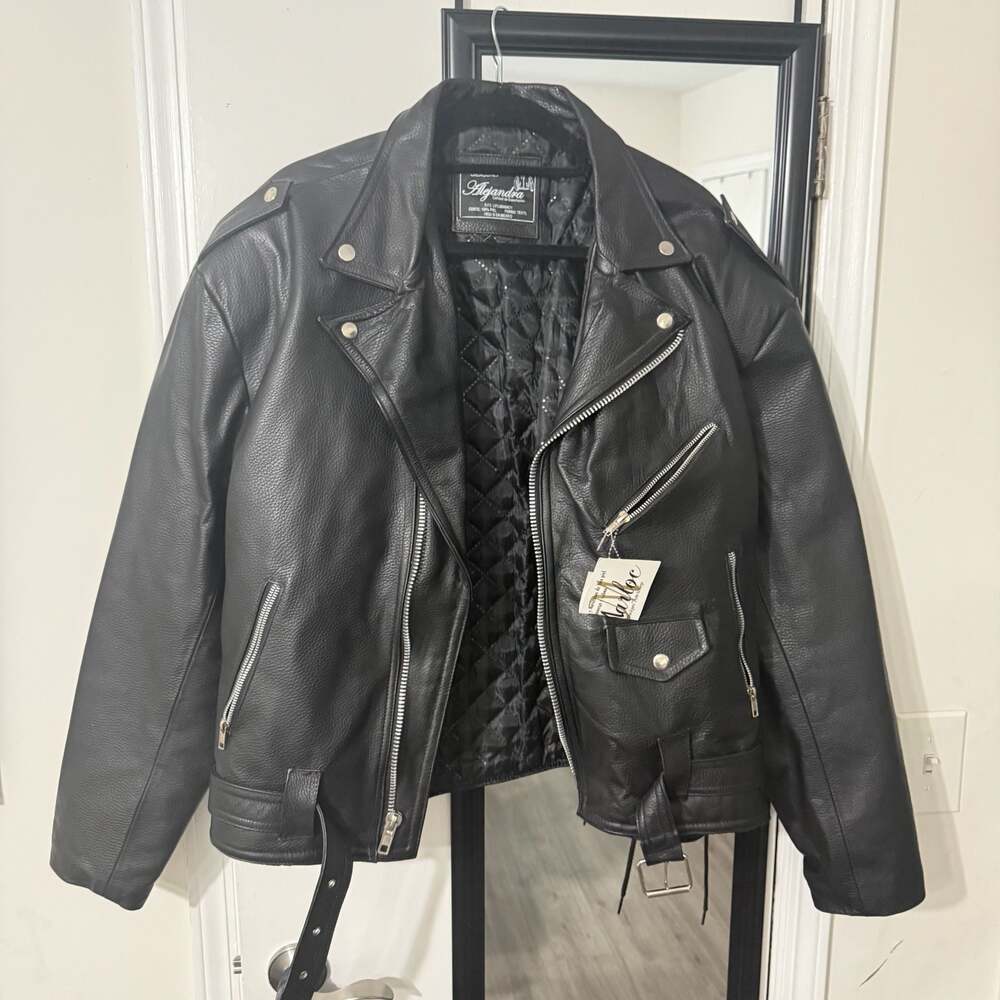 Creaciones Alejandra Vintage Real Leather Biker Motorcycle Jacket